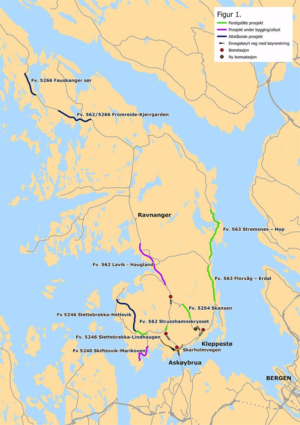 Utbetring av fylkesvegnettet i Askøypakken er godt i gang. No seier fylkestinget at alle prosjekta skal ferdigstillast og søker om forlenging av pakken til 2033. (illustrasjon Vestland fylkeskommune)