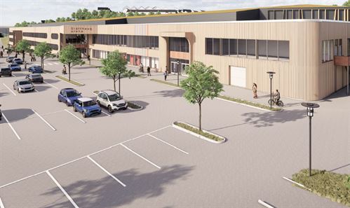 Illustrasjon av planlagde Slåtthaug Arena