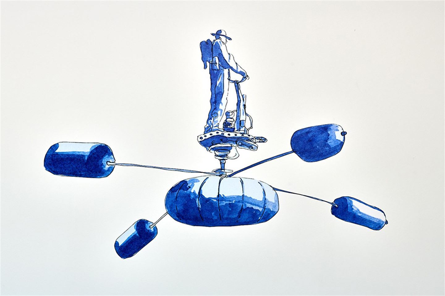 foto av kunstverket Oppdrift, som er montert i verkstadhallen for TIP ved Åsane vidaregåande skule