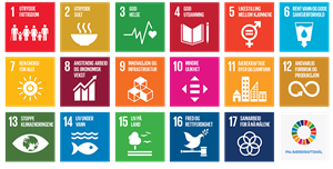Illustrasjon som viser FNs 17 bærekraftsmål.